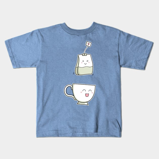 Cute Kawaii Love Tea (version 1) Kids T-Shirt by freeves